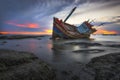 Broken Ship by the sea Royalty Free Stock Photo