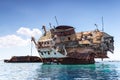 The broken ship at sea Royalty Free Stock Photo