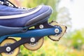 Broken skate wheel under skate Royalty Free Stock Photo