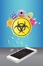 Broken smartphone device infected virus