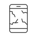 Broken smartphone icon in line design. broken phone, ewaste, recycle on white background vector. Electronic waste editable stroke Royalty Free Stock Photo