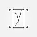 Broken Smartphone outline minimal icon - vector symbol