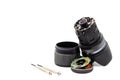Broken electric camera lens Royalty Free Stock Photo