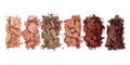 Broken and smashed make-up eyeshadow pallete on white background, top view Royalty Free Stock Photo