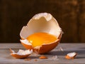 broken soft-boiled egg on the table Royalty Free Stock Photo