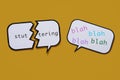 Text stuttering in a broken speech bubble