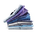 Broken stack of men`s shirts isolated Royalty Free Stock Photo