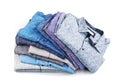 Broken stack of men`s shirts isolated Royalty Free Stock Photo