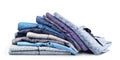 Broken stack of men`s shirts isolated Royalty Free Stock Photo