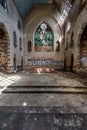 Broken Stained Glass Windows at the Altar - Abandoned Church - New York