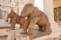 Broken statues of elephants at Khajuraho, India