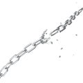 Broken steel, Broken metal chain links freedom concept. Disruption strong steel, 3D illustration Royalty Free Stock Photo