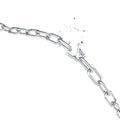 Broken steel, Broken metal chain links freedom concept. Disruption strong steel, 3D illustration Royalty Free Stock Photo