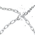 Broken steel, Broken metal chain links freedom concept. Disruption strong steel, 3D illustration Royalty Free Stock Photo
