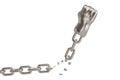 Broken steel chain with fist freedom vector concept. 3D illustration