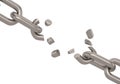 Broken steel chain links freedom vector concept. 3D illustration Royalty Free Stock Photo