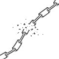 Broken steel chain links freedom vector concept