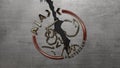 Broken, steel version of the Ajax Amsterdam football club logo - 4k high res background Royalty Free Stock Photo