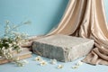 Broken stone podium for cosmetic product display Royalty Free Stock Photo