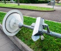 Broken street lamp with CCTV surveillance camera