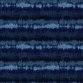 Broken Stripe Shibori Tie Dye Indigo Blue Texture Background. Bleached Handmade Resist Seamless Pattern. Cloth Effect Textile.