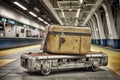 broken suitcase on baggage conveyor