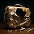 Broken Suitcase: A Photorealistic Depiction Of A Humorous Metallurgical Mishap