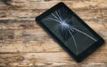 Broken tablet computer, cracked glass display Royalty Free Stock Photo