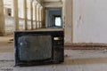 Broken television set in the interior of abandoned building of the Soviet sanatorium Georgia in Gagra, Abkhazia