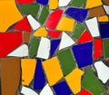 Broken tiles mosaic close-up, white, blue, red, green, yellow and brown tiles, Las Americas, Tenerife, Canary Islands, Spain Royalty Free Stock Photo