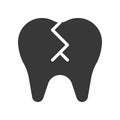 Broken tooth, dental related solid vector icon