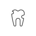 Broken tooth outline icon