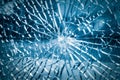 Broken toughened glass closeup Royalty Free Stock Photo