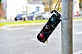 Broken traffic lights pole