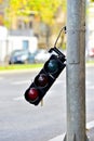 Broken traffic lights pole