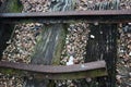 Broken train track with gravel