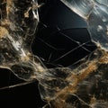Broken transparent yellow glass shards on a black background to overlay on your photos. Design the effect of Royalty Free Stock Photo