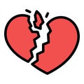 Broken trust heart icon color outline vector