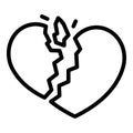 Broken trust heart icon, outline style Royalty Free Stock Photo