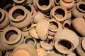 Broken and used traditional asian clay pots