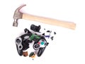 Broken video game controller on white background Royalty Free Stock Photo