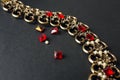 Broken gold and ruby vintage bracelet.