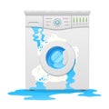 Broken washing machine, household appliance defect flat vector illustration Royalty Free Stock Photo