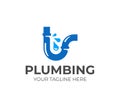 Broken water pipe logo design. Plumbing vector design Royalty Free Stock Photo