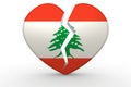 Broken white heart shape with Lebanon flag