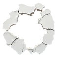Broken White Plaster Circle Frame with Jagged Edges on White Background image photo Royalty Free Stock Photo