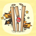 Broken Wicket Stumps for Cricket Sports concept.