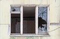 Broken window. Abandoned dwelling house in Russia