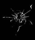 Broken window, background of cracked glass. Abstract texture for design on a black background. Royalty Free Stock Photo