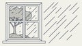 Broken window with heavy rain outside, symbolizing damage and harsh weather, vector design Generative AI Royalty Free Stock Photo